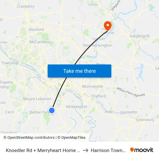 Knoedler Rd + Merryheart Home #100 to Harrison Township map