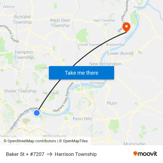 Baker St + #7207 to Harrison Township map