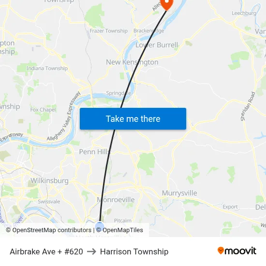 Airbrake Ave + #620 to Harrison Township map