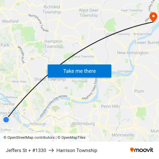 Jeffers St + #1330 to Harrison Township map