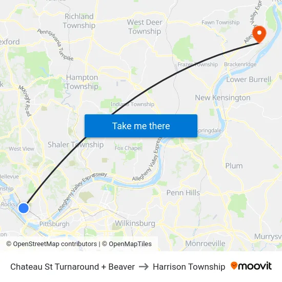Chateau St Turnaround + Beaver to Harrison Township map