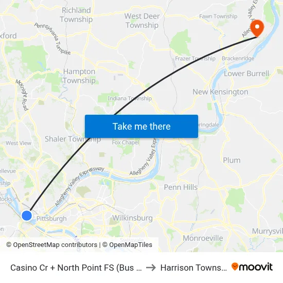 Casino Cr + North Point FS (Bus Bay) to Harrison Township map