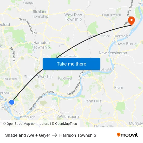 Shadeland Ave + Geyer to Harrison Township map