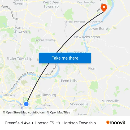 Greenfield Ave + Hoosac FS to Harrison Township map