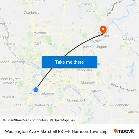 Washington Ave + Marshall FS to Harrison Township map