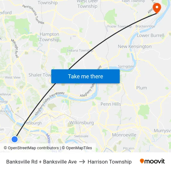 Banksville Rd + Banksville Ave to Harrison Township map