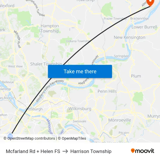 Mcfarland Rd + Helen FS to Harrison Township map