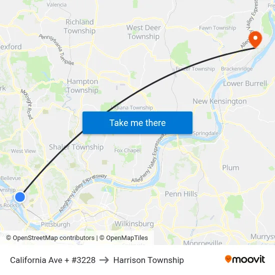California Ave + #3228 to Harrison Township map