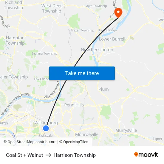 Coal St + Walnut to Harrison Township map