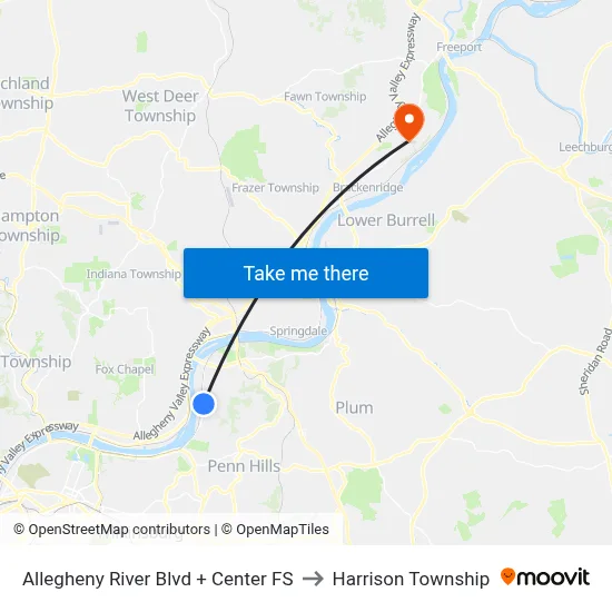 Allegheny River Blvd + Center FS to Harrison Township map