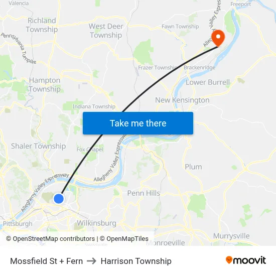 Mossfield St + Fern to Harrison Township map