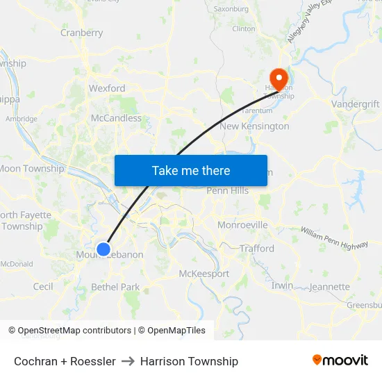 Cochran + Roessler to Harrison Township map