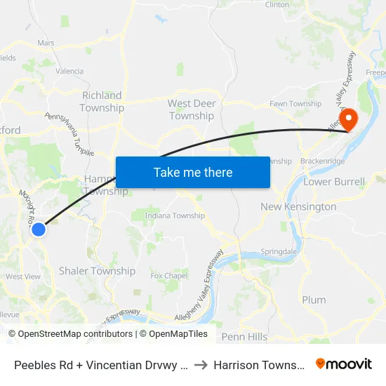 Peebles Rd + Vincentian Drvwy FS to Harrison Township map