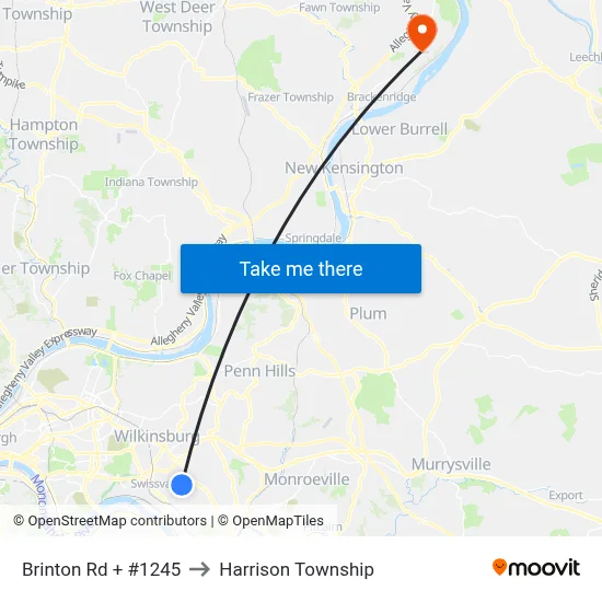 Brinton Rd + #1245 to Harrison Township map