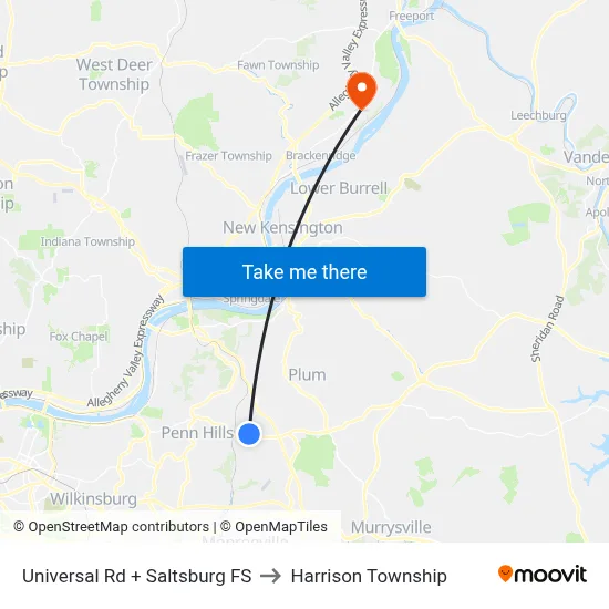 Universal Rd + Saltsburg FS to Harrison Township map
