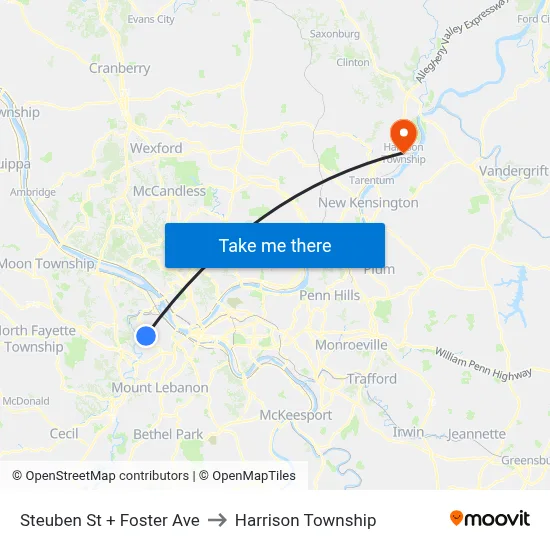 Steuben St + Foster Ave to Harrison Township map