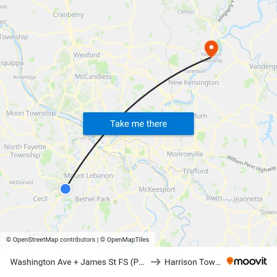 Washington Ave + James St FS (Post Office) to Harrison Township map