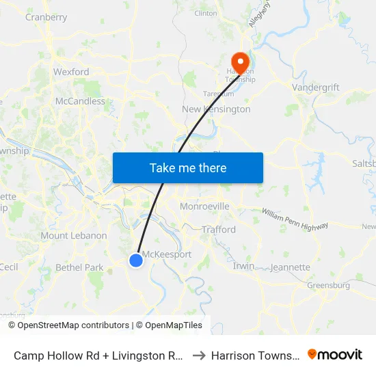 Camp Hollow Rd + Livingston Rd FS to Harrison Township map