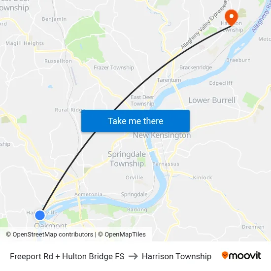 Freeport Rd + Hulton Bridge FS to Harrison Township map