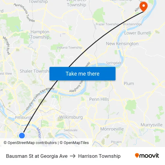 Bausman St at Georgia Ave to Harrison Township map