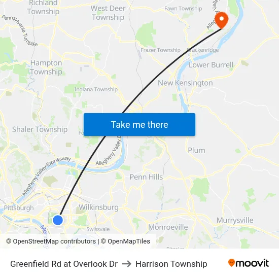 Greenfield Rd at Overlook Dr to Harrison Township map