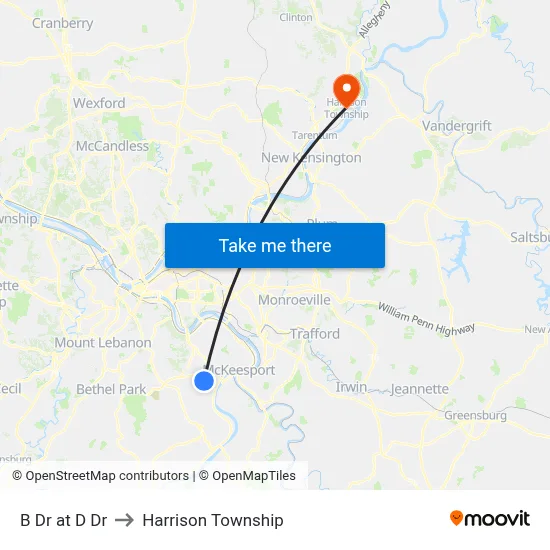 B Dr at D Dr to Harrison Township map