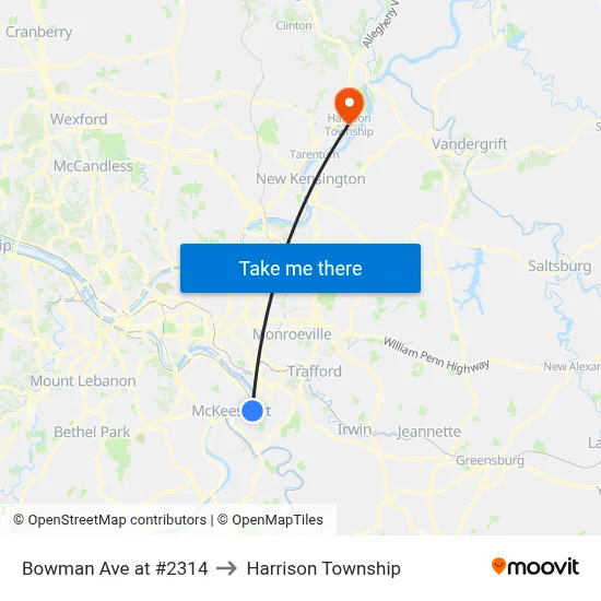 Bowman Ave at #2314 to Harrison Township map