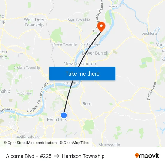 Alcoma Blvd + #225 to Harrison Township map