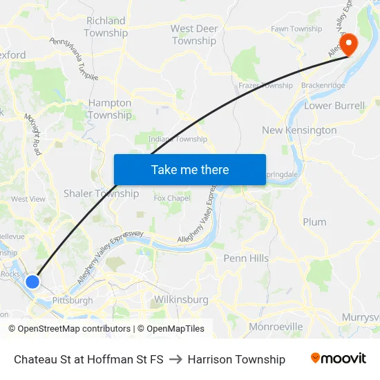 Chateau St at Hoffman St FS to Harrison Township map