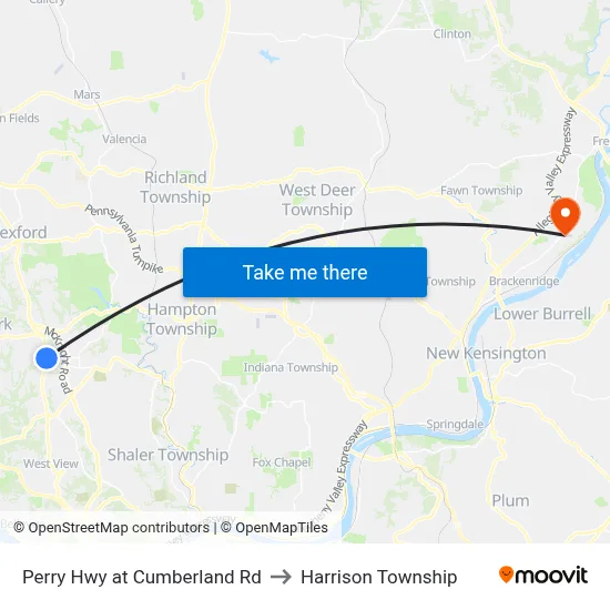 Perry Hwy at Cumberland Rd to Harrison Township map