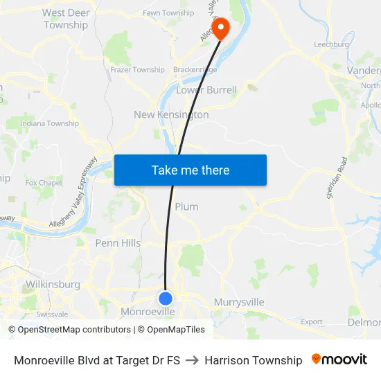 Monroeville Blvd at Target Dr FS to Harrison Township map