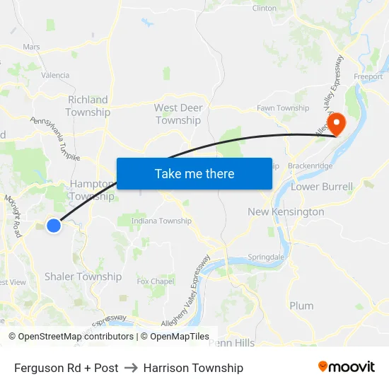 Ferguson Rd + Post to Harrison Township map