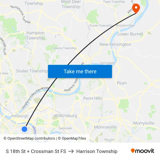 S 18th St + Crossman St FS to Harrison Township map