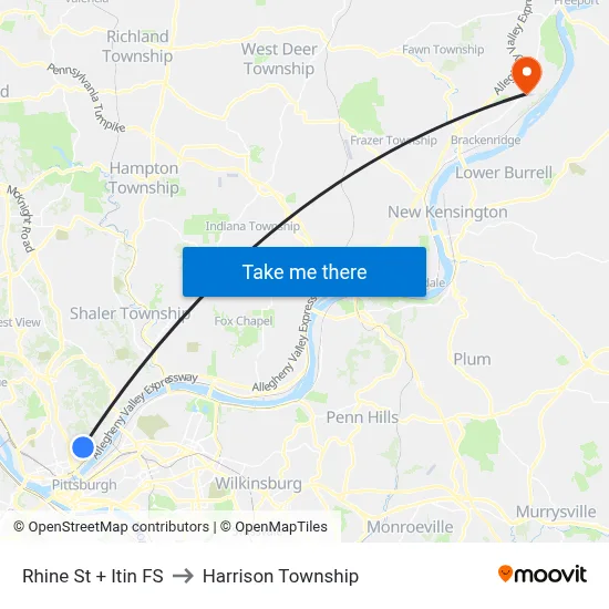 Rhine St + Itin FS to Harrison Township map