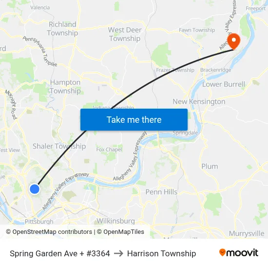 Spring Garden Ave + #3364 to Harrison Township map
