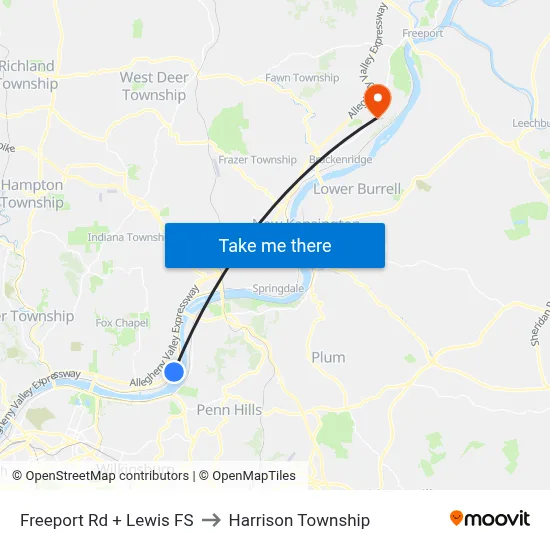 Freeport Rd + Lewis FS to Harrison Township map
