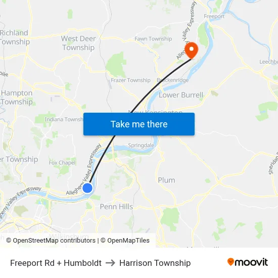 Freeport Rd + Humboldt to Harrison Township map