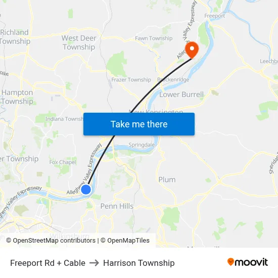 Freeport Rd + Cable to Harrison Township map