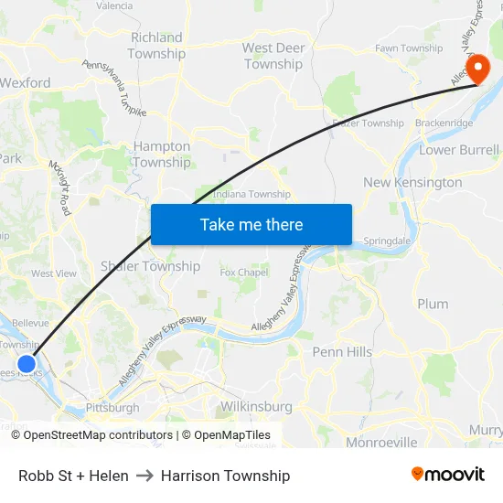 Robb St + Helen to Harrison Township map