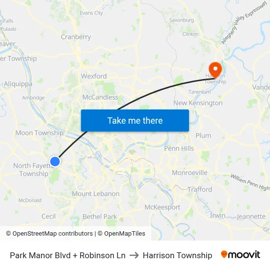 Park Manor Blvd + Robinson Ln to Harrison Township map