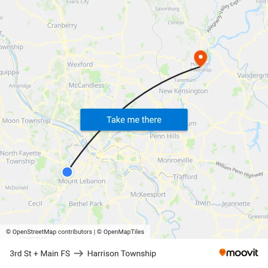 3rd St + Main FS to Harrison Township map