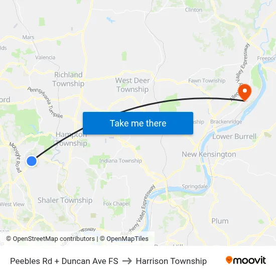Peebles Rd + Duncan Ave FS to Harrison Township map