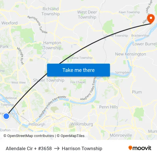 Allendale Cir + #3658 to Harrison Township map