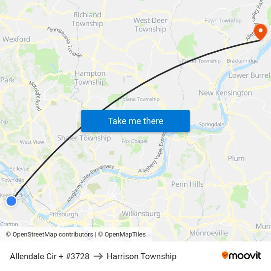 Allendale Cir + #3728 to Harrison Township map