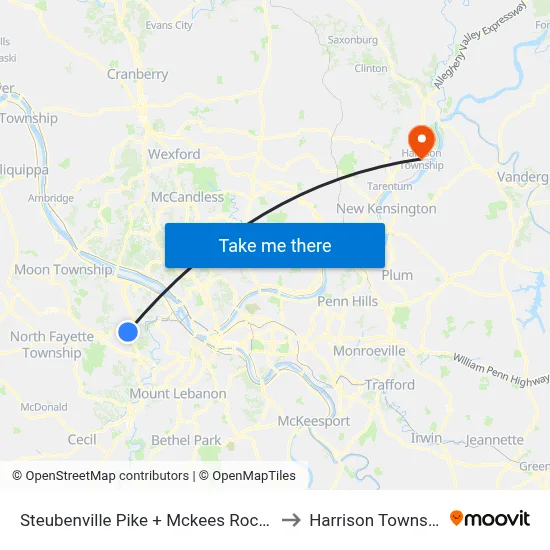 Steubenville Pike + Mckees Rock Rd to Harrison Township map