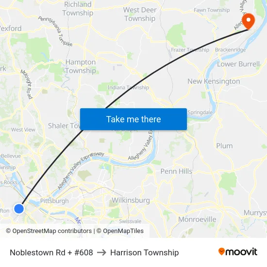 Noblestown Rd + #608 to Harrison Township map
