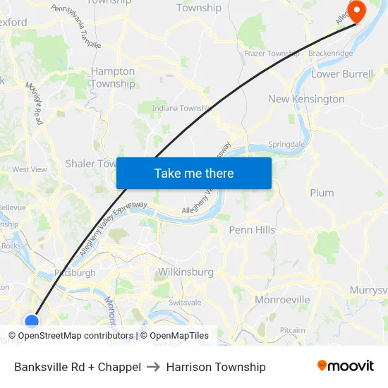 Banksville Rd + Chappel to Harrison Township map