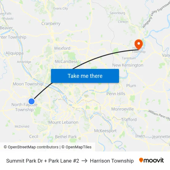 Summit Park Dr + Park Lane #2 to Harrison Township map