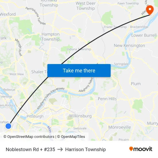 Noblestown Rd + #235 to Harrison Township map