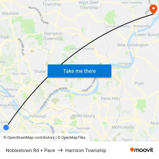 Noblestown Rd + Pace to Harrison Township map